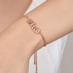 Personlig 3D Bubble Balloon Letter Justerbart armbånd med eske Kjede Initial Navn Smykker Bursdag Jubileum Gave til kvinner