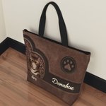 Personalized Retro Cartoon 1-4 Cat Paw Print Large Capacity Reusable Tote Bag with Name Birthday Gift for Cat Pet Lovers