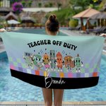 Personalized Stationery Elements Oversized Quick Dry Beach Towel with Text Appreciation Back to School Gift for Teacher
