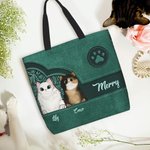 Personalized Retro Cartoon 1-4 Cat Paw Print Large Capacity Reusable Tote Bag with Name Birthday Gift for Cat Pet Lovers