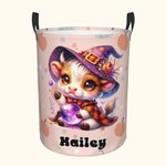 Personalizzato Highland Cow Waterproof Oxford Storage Basket con nome Grande capacità Organizzatore Regalo di Halloween per bambini