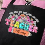 Gepersonaliseerde grote capaciteit Pencil Book Wildflowers Tote Bag met naam Teacher Waardering terug naar school Gift voor leerkracht