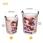Personalizzato Highland Cow Waterproof Oxford Storage Basket con nome Grande capacità Organizzatore Regalo di Halloween per bambini