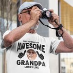 Personlig Detta är hur en fantastisk farfar ser ut 100% bomulls-T-shirt med foto och titel Fars dag-present till pappa farfar