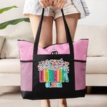 Gepersonaliseerde grote capaciteit Pencil Book Wildflowers Tote Bag met naam Teacher Waardering terug naar school Gift voor leerkracht