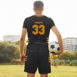 Personalized Multicolour Striped Jersey Shirt Shorts Set with Number Name Game Day Outfit Birthday Team Gift for Sport Ball Lovers Players