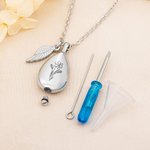 Personalizado grabado nacimiento flor lágrima cenizas colgante urna collar con ala encanto cremación joyería recuerdo conmemorativo regalo para las mujeres