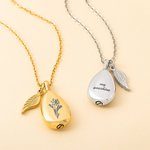 Personalizado grabado nacimiento flor lágrima cenizas colgante urna collar con ala encanto cremación joyería recuerdo conmemorativo regalo para las mujeres