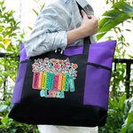 Gepersonaliseerde grote capaciteit Pencil Book Wildflowers Tote Bag met naam Teacher Waardering terug naar school Gift voor leerkracht