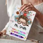 Lápiz personalizado de dibujos animados Apple Teach Love Inspire 100 páginas A5 Cuaderno de cuero forrado con nombre Regalo de agradecimiento por la v