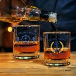Personalized Unique Boat Anchor Design 10oz Whiskey Glasses and Slate Coaster Set with Text Birthday Father's Day Gift for Grandpa Dad Whiskey Lovers