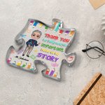 Lápiz personalizado de dibujos animados de acrílico Puzzle Placa con nombre Decoración de escritorio Apreciación Día del Maestro Regalo para el Maestr