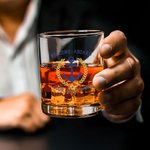 Personalized Unique Boat Anchor Design 10oz Whiskey Glasses and Slate Coaster Set with Text Birthday Father's Day Gift for Grandpa Dad Whiskey Lovers