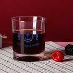 Personalized Unique Boat Anchor Design 10oz Whiskey Glasses and Slate Coaster Set with Text Birthday Father's Day Gift for Grandpa Dad Whiskey Lovers