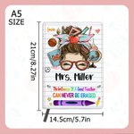 Lápiz personalizado de dibujos animados Apple Teach Love Inspire 100 páginas A5 Cuaderno de cuero forrado con nombre Regalo de agradecimiento por la v