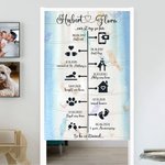 Personalisierte japanischen Stil Love Story Timeline Noren Türvorhang mit Namen und Datum Home Decor Housewarming Jahrestag Geschenk für Paar