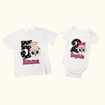 Personalisierte Gothic Sugar Skull 100% Baumwolle Baby Bodysuit Kinder T-Shirt mit Namen und Jahr Tag der Toten Halloween Geschenk für Jungen Mädchen
