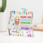 Lápiz personalizado de dibujos animados de acrílico Puzzle Placa con nombre Decoración de escritorio Apreciación Día del Maestro Regalo para el Maestr