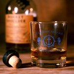 Personalized Unique Boat Anchor Design 10oz Whiskey Glasses and Slate Coaster Set with Text Birthday Father's Day Gift for Grandpa Dad Whiskey Lovers