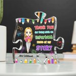 Lápiz personalizado de dibujos animados de acrílico Puzzle Placa con nombre Decoración de escritorio Apreciación Día del Maestro Regalo para el Maestr