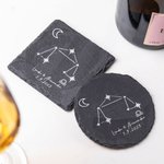 Henkilökohtainen kaiverrettu syntymä kukka Bourbon viski lasit Zodiac merkki liuskekivi Coaster nimi syntymäpäivälahja perheen ystävä