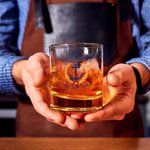 Personalized Unique Boat Anchor Design 10oz Whiskey Glasses and Slate Coaster Set with Text Birthday Father's Day Gift for Grandpa Dad Whiskey Lovers