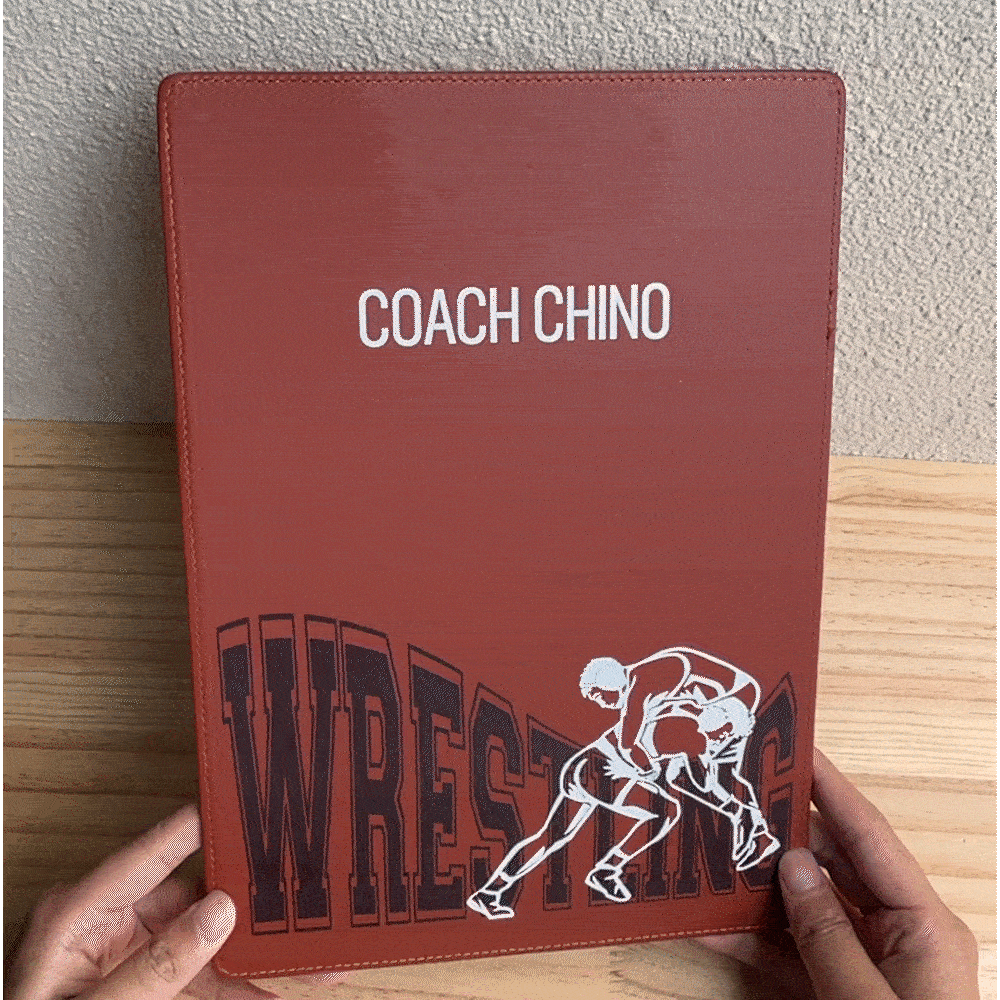 Personalisierte Ringen Thema Leder Low Profile Clipboard mit Namen Ende der Saison Ruhestand Anerkennung Geschenk für Trainer Team-Manager