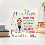 Lápiz personalizado de dibujos animados de acrílico Puzzle Placa con nombre Decoración de escritorio Apreciación Día del Maestro Regalo para el Maestr