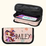 Estuche personalizado para lápices con nombre con motivo de Halloween Highland Cow Material escolar Vuelta al cole Regalo de cumpleaños para niños Ado