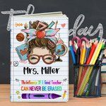 Lápiz personalizado de dibujos animados Apple Teach Love Inspire 100 páginas A5 Cuaderno de cuero forrado con nombre Regalo de agradecimiento por la v