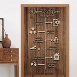 Personalisierte japanischen Stil Love Story Timeline Noren Türvorhang mit Namen und Datum Home Decor Housewarming Jahrestag Geschenk für Paar