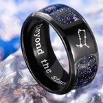 Personalized Orion Nebula Galaxy Constellation Ring Set of 2 with Engraved Text Engagement Wedding Valentine's Day Anniversary Gift for Couple