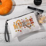 Personalisierte niedlichen Geist Krankenschwester Verband Kürbis Doodle Brief Leinen Wristlet Makeup Tasche mit Namen lustig Halloween Geschenk für Kr