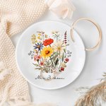 Personalized Wildflower Floral Ceramic Ring Dish Jewellery Tray with Name Wedding Engagement Bridal Shower Gift for Women