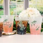 Gobelet en Plastique Personnalisé avec Texte Lot de 10 Gobelets Recyclables 350ml 450ml Cadeau Fête Mariage Bridal Shower pour Couple