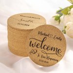 Dessous de Verre en Liège Personnalisé avec Noms Initiales et Date Lot de 10 Sous-Verres Réutilisables Cadeau Mariage Bridal Shower pour Jeunes Mariés