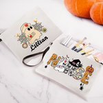 Personalisierte niedlichen Geist Krankenschwester Verband Kürbis Doodle Brief Leinen Wristlet Makeup Tasche mit Namen lustig Halloween Geschenk für Kr