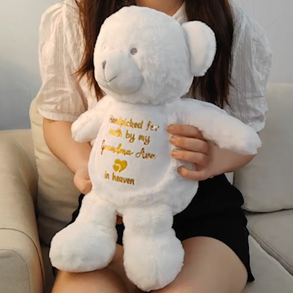Personalized Handpicked for Earth By My Loved One Teddy Bear Plush Toy with Glitter Text  Angel Wings Pregnancy Keepsake Memorial Gift for Baby Kids