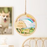 Spersonalizowany Tęczowy Most Pies Kot Drewniany grawerowany wiszący ornament z imieniem i rokiem Świąteczny prezent na pamiątkę utraty zwierzaka dla miłośników zwierząt domowych