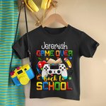 Personalised Multi-colour Game Over Back To School 100% Cotton Kid T-shirt with Name School Season Gift for Girls Boys