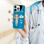 Personlig flerfarget kvinnelig sykepleier med tegneseriefigur TPU-telefonveske for iPhone med navn og stillingstittel Bursdagssykepleieruke Gave til medisinsk personale