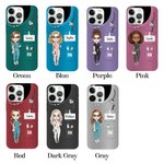 Personlig flerfarget kvinnelig sykepleier med tegneseriefigur TPU-telefonveske for iPhone med navn og stillingstittel Bursdagssykepleieruke Gave til medisinsk personale