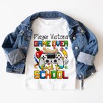 Personalised Multi-colour Game Over Back To School 100% Cotton Kid T-shirt with Name School Season Gift for Girls Boys