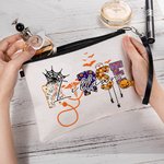 Personalisierte niedlichen Geist Krankenschwester Verband Kürbis Doodle Brief Leinen Wristlet Makeup Tasche mit Namen lustig Halloween Geschenk für Kr