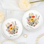 Personalized Wildflower Floral Ceramic Ring Dish Jewellery Tray with Name Wedding Engagement Bridal Shower Gift for Women