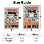 Gepersonaliseerde There's some Horrors in This House Halloween Pet Garden Flag met 1-7 Hond Kat Portret en Namen Yard Decor Halloween Gift voor Famili
