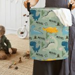 Gepersonaliseerde Leuke Dinosaurus Waterdichte Wasmand met Naam Grote Capaciteit Organisator voor Speelgoed Boeken Verjaardagscadeau voor Kinderen