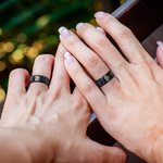 Personalized Orion Nebula Galaxy Constellation Ring Set of 2 with Engraved Text Engagement Wedding Valentine's Day Anniversary Gift for Couple