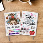 Lápiz personalizado de dibujos animados Apple Teach Love Inspire 100 páginas A5 Cuaderno de cuero forrado con nombre Regalo de agradecimiento por la v