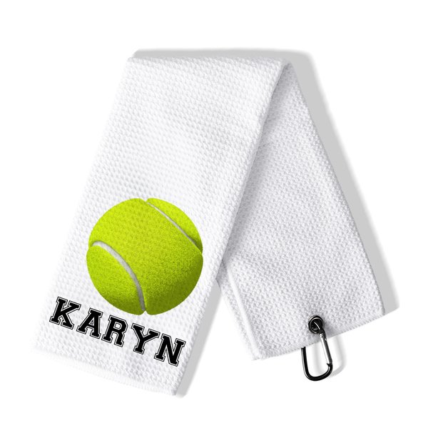 Personalized 100% Cotton Baseball Football Name Waffle Towel with Hanging Clip Birthday Gift for Sport Lover